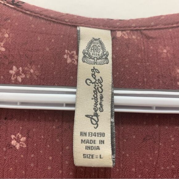 American Rag Floral Ruffle Blouse Size Large Juniors - Picture 3 of 7